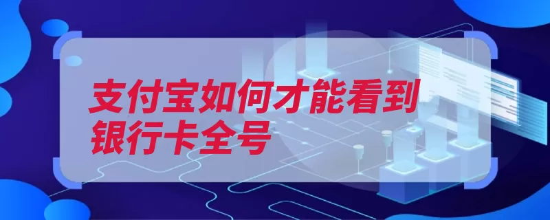 支付宝如何才能看到银行卡全号（卡号查询银行银行）