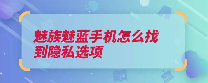 魅族魅蓝手机怎么找到隐私选项（隐私模式选项打开）