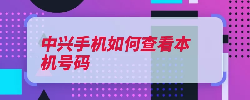 中兴手机如何查看本机号码（页面选项状态点击）