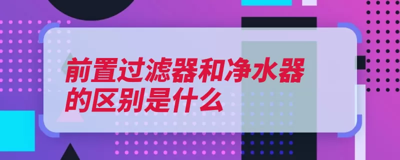 前置过滤器和净水器的区别是什么（过滤器净水器终端）