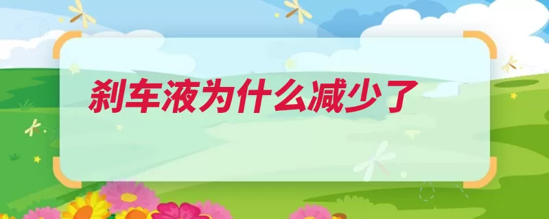 刹车液为什么减少了（刹车油刹车液压制）