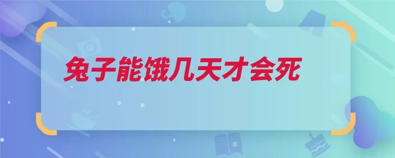 兔子能饿几天才会死（兔子笼子主人就会）