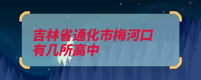 吉林省通化市梅河口有几所高中（梅河口市梅河口中）