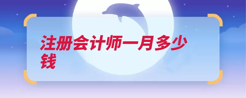 注册会计师一月多少钱（薪资注册会计师工）