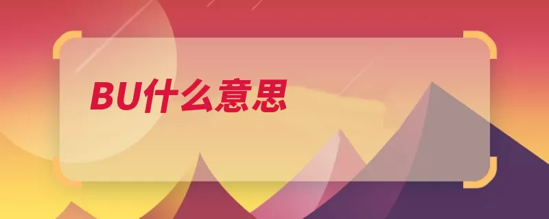 BU什么意思（信誉评级评估认证）