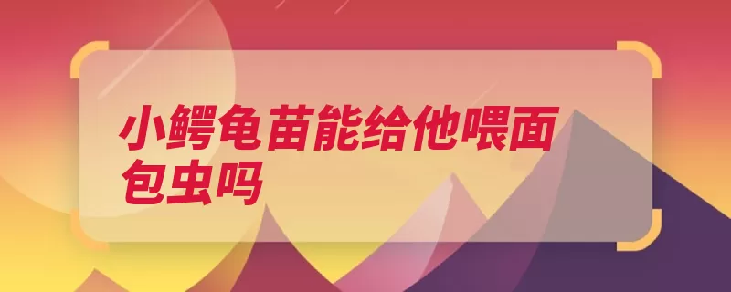 小鳄龟苗能给他喂面包虫吗（饲喂天后面包给他）