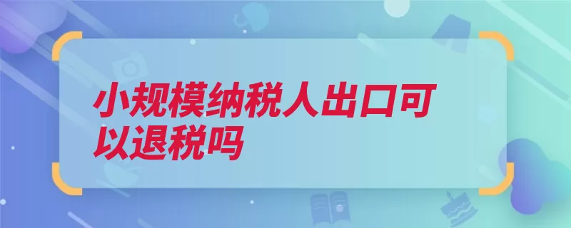 小规模纳税人出口可以退税吗（退税免税小规模办）