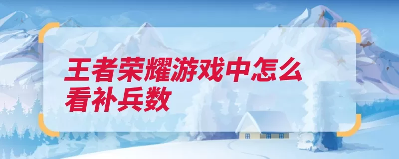 王者荣耀游戏中怎么看补兵数（荣耀王者小兵自己）