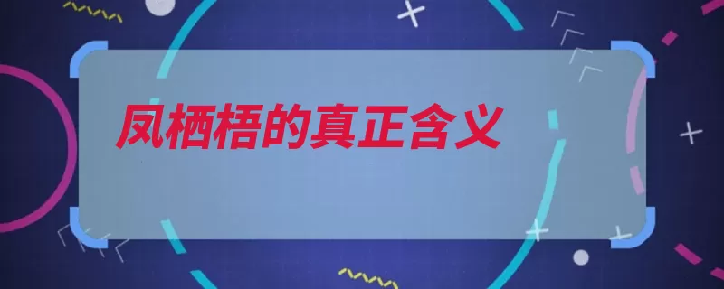 凤栖梧的真正含义（离愁主人公消释强）