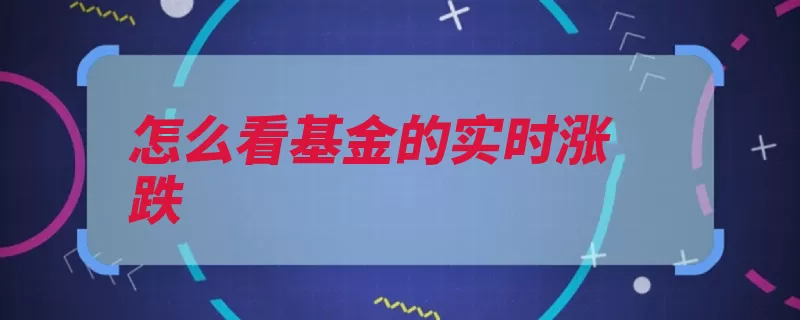 怎么看基金的实时涨跌（基金分析分析法应）