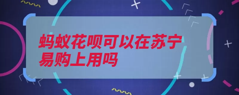 蚂蚁花呗可以在苏宁易购上用吗（蚂蚁易购钱包任性）