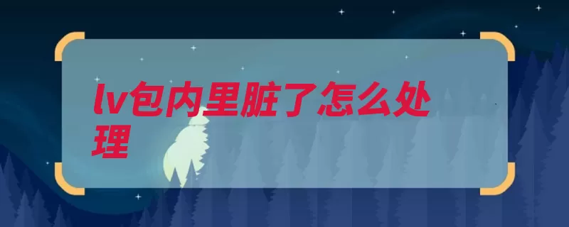 lv包内里脏了怎么处理（化学剂清洁挥发性）