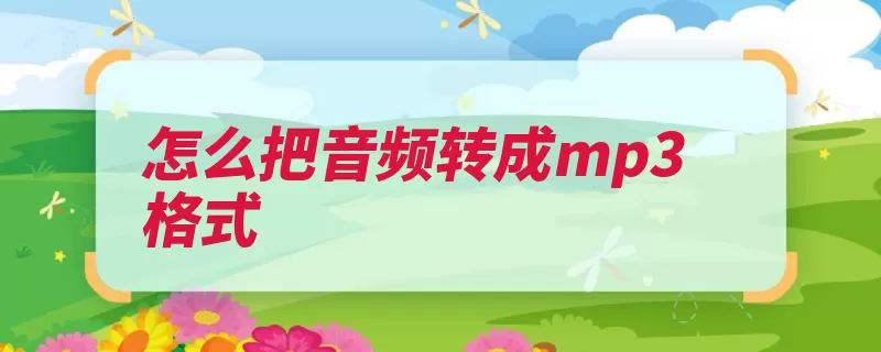 怎么把音频转成mp3格式（音频声音储存转换）