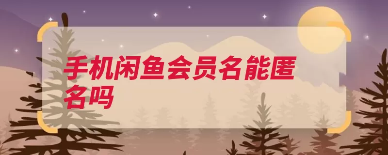 手机闲鱼会员名能匿名吗（淘宝闲置在线转卖）