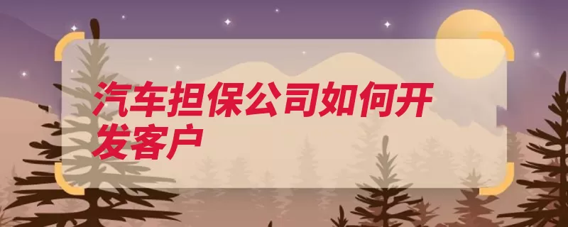 汽车担保公司如何开发客户（客户方法自己的这）