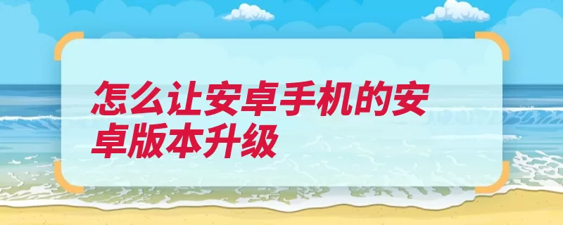 怎么让安卓手机的安卓版本升级（手机设置升级包就）