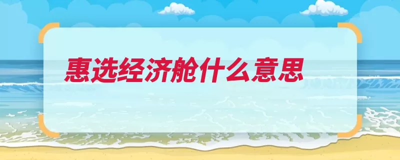 惠选经济舱什么意思（经济舱设施硬件座）