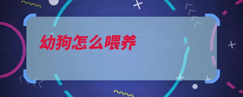 幼狗怎么喂养（小狗胡须东西选择）