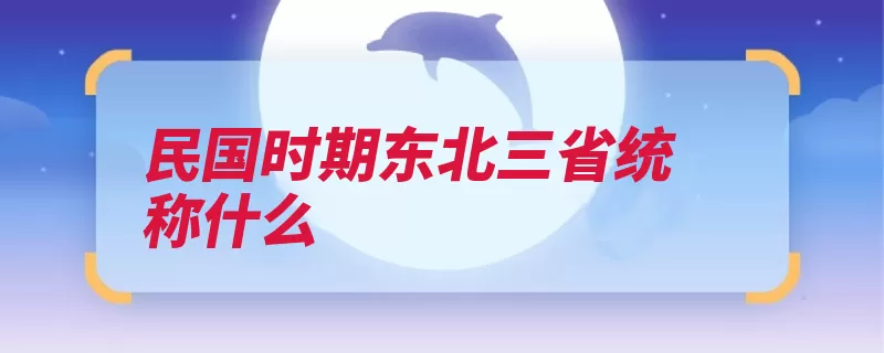 民国时期东北三省统称什么（三省北伐战争统称）