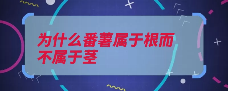 为什么番薯属于根而不属于茎（块茎芽眼膨大不定）