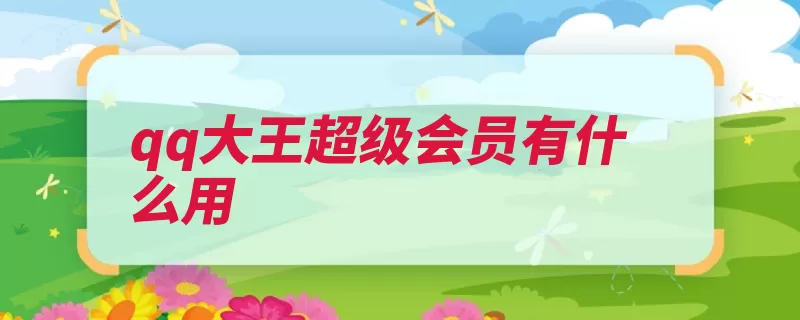 qq大王超级会员有什么用（特权话费个月腾讯）