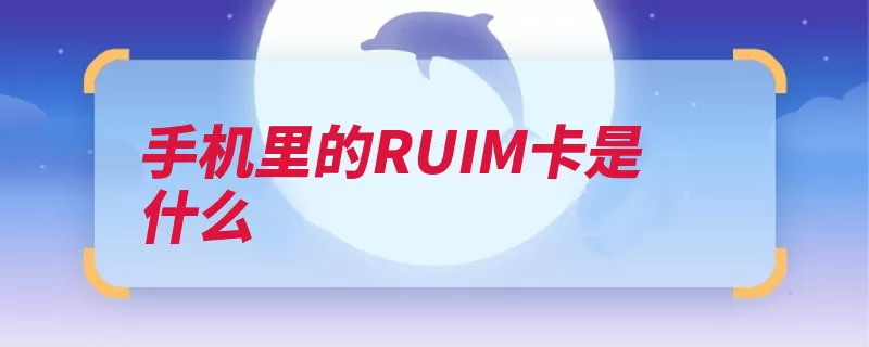 手机里的RUIM卡是什么（机里是一个用户机）