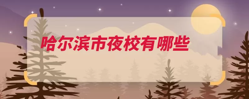 哈尔滨市夜校有哪些（夜校哈尔滨市黑龙）