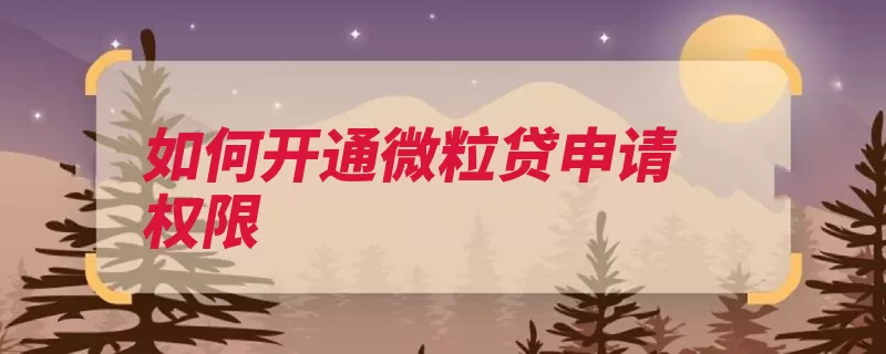 如何开通微粒贷申请权限（微粒开通邀请支付）