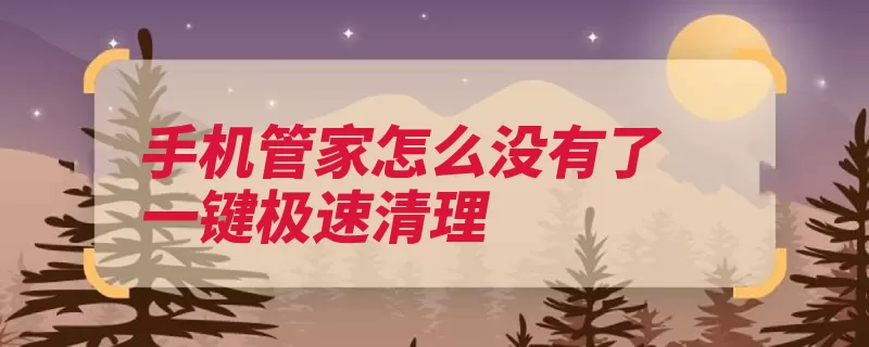 手机管家怎么没有了一键极速清理（管家手机清理功能）