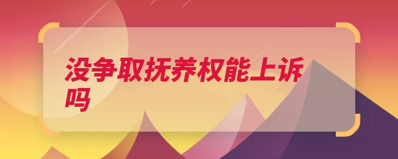 没争取抚养权能上诉吗（人民法院上诉送达）