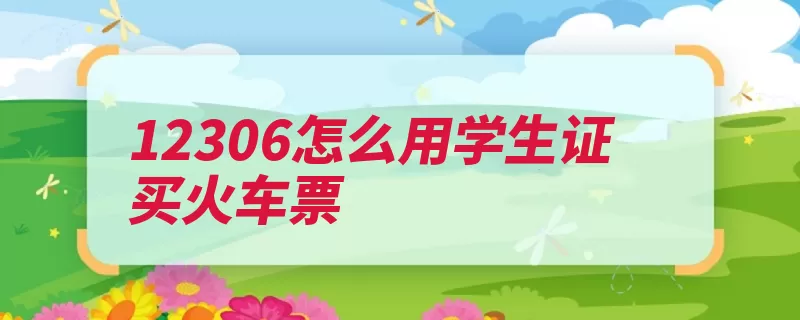 12306怎么用学生证买火车票（订单铁路按钮自己）