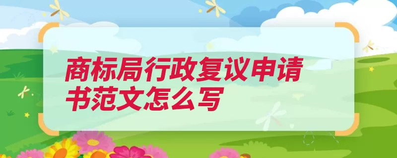 商标局行政复议申请书范文怎么写（法定代表人被申请）