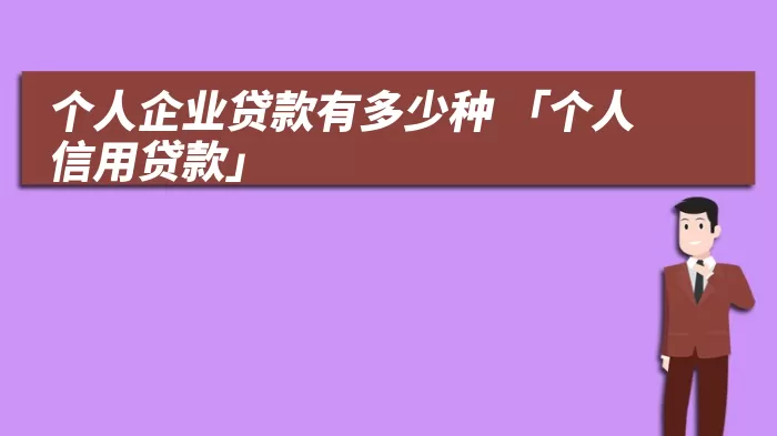 个人企业贷款有多少种 「个人信用贷款」