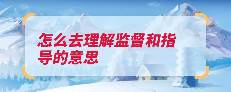 怎么去理解监督和指导的意思（是指指导态度监督）