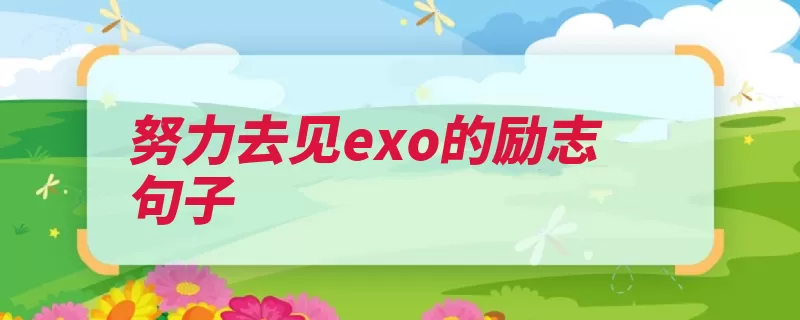 努力去见exo的励志句子（让我们一文不值世）