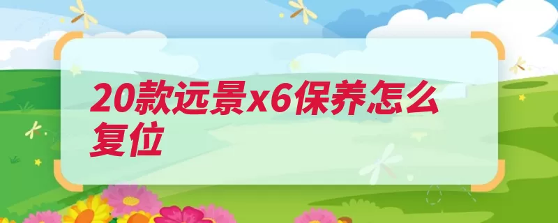 20款远景x6保养怎么复位（按钮复位菜单远景）