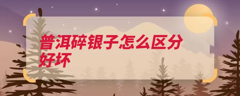 普洱碎银子怎么区分好坏（柔毛碎银茶汤无毛）