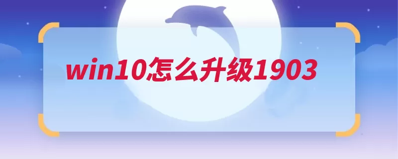 win10怎么升级1903（更新重启检查找到）