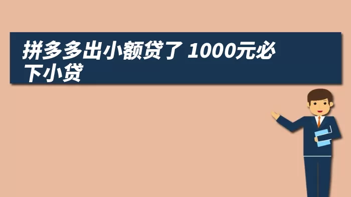 拼多多出小额贷了 1000元必下小贷