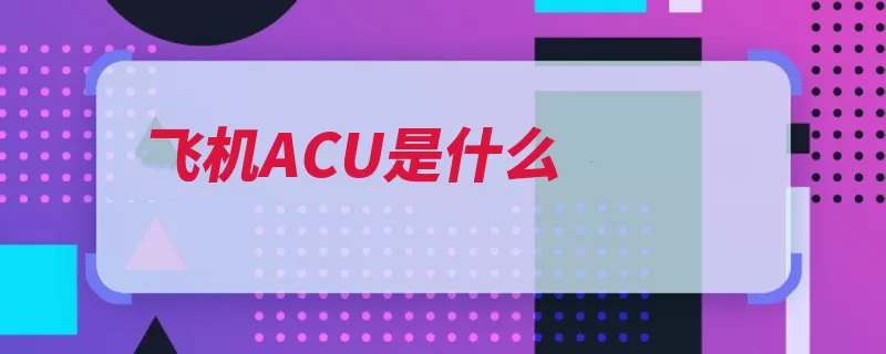 飞机ACU是什么（飞机自检飞行发明）