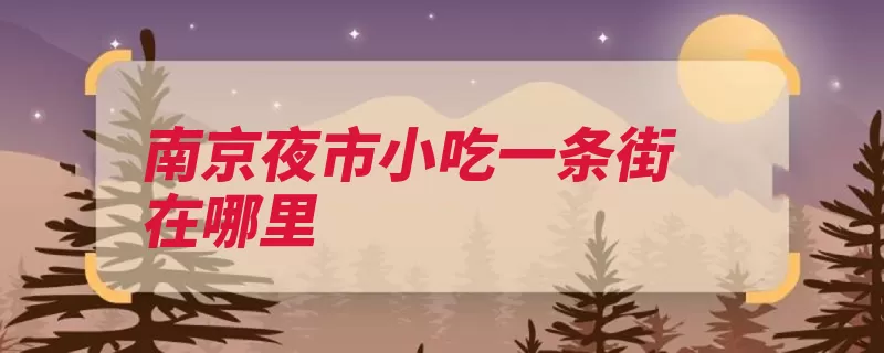 南京夜市小吃一条街在哪里