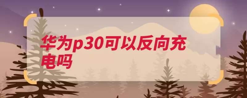 华为p30可以反向充电吗（华为搭载感光像素）