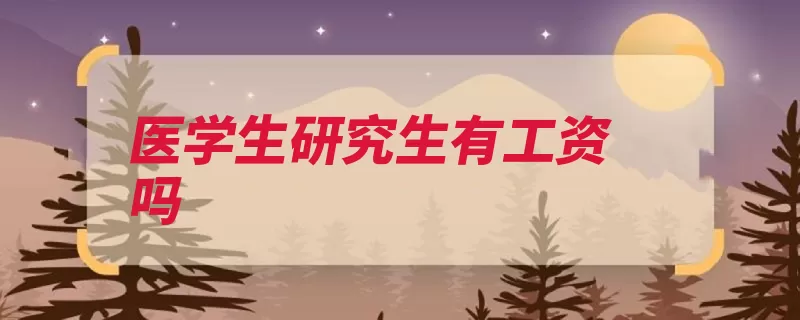 医学生研究生有工资吗（工作经历年限助研）