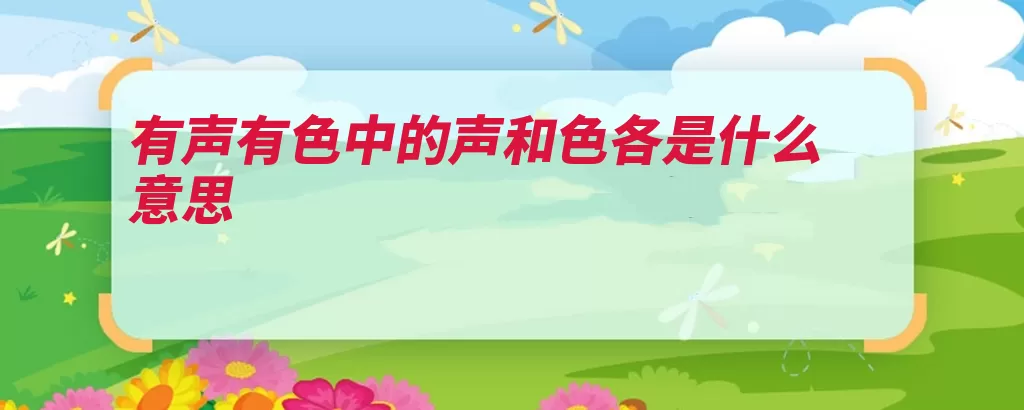 有声有色中的声和色各是什么意思