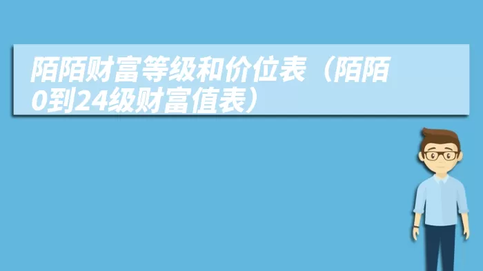 陌陌财富等级和价位表（陌陌0到24级财富值表）