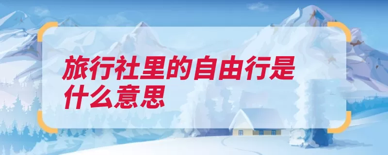 旅行社里的自由行是什么意思