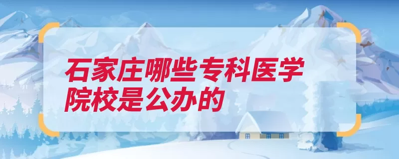 石家庄哪些专科医学院校是公办的（石家庄河北省教育）