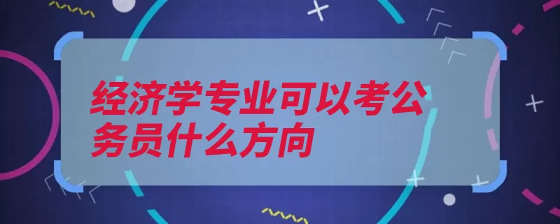 经济学专业可以考公务员什么方向（是指国家政府科技）