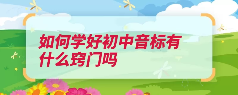 如何学好初中音标有什么窍门吗