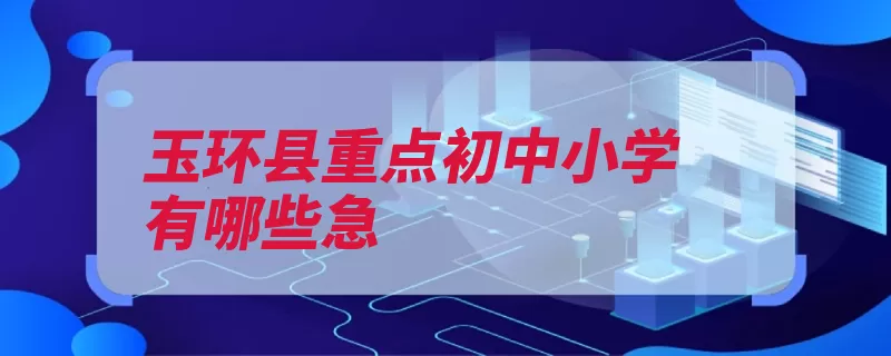 玉环县重点初中小学有哪些急（玉环县小学学校大）